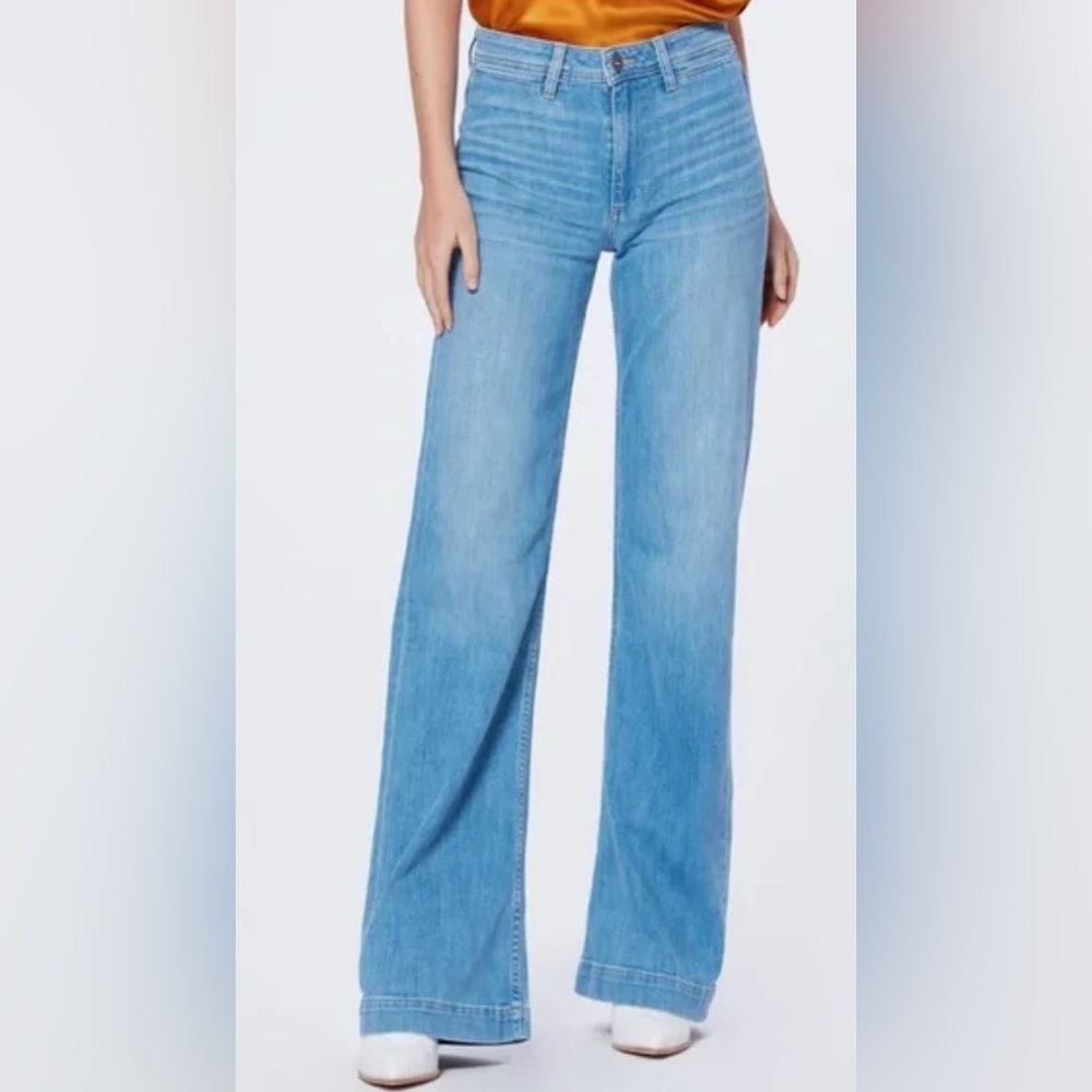 Paige Leenah High Waist Long Light Wash Wide Leg Jeans